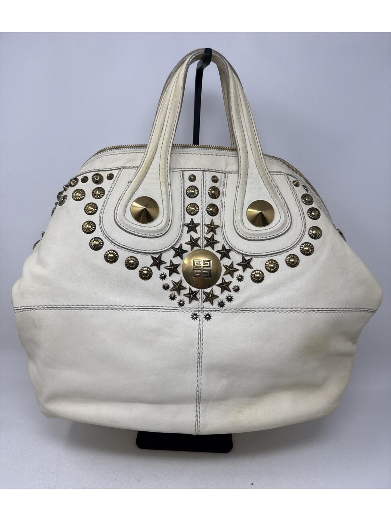 Givenchy Nightingale Satchel Gold Studded Leather Bag Large